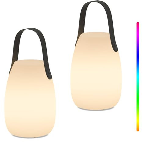 GGII Led Lampe Tragbare Akku Outdoor Lampe Tischlampe für Außen mit 8 Farben, Batteriebetrieben mit USB, für Garten Aussen Schlafzimmer Bar Camping (Two)