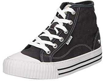 MUSTANG Zapatillas altas de lona para mujer, color blanco, Blanco Black Denim, 36 EU