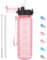 GOPPUS 500ml/17oz Bouteille d'eau pour Enfants avec Paille Bouteille de Boisson étanche pour l'école sans BPA Bouteille d'eau de Sport en Tritan Réutilisable en bas âge avec Marquage de l'heure