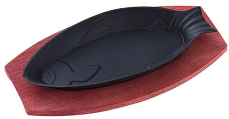F Fityle Plaque de Cuisson pour Steak, Assiette de Service pour Steak, friteuse en Forme de Poisson, poêle antiadhésive en Fonte, Plaque chauffante pour, B