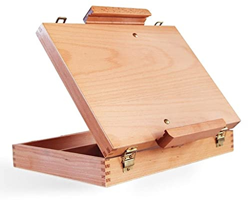 SAeWare Caja de pintura al óleo, de madera ajustable de gran capacidad de almacenamiento (transparente, 30 x 40 x 8,3 cm)