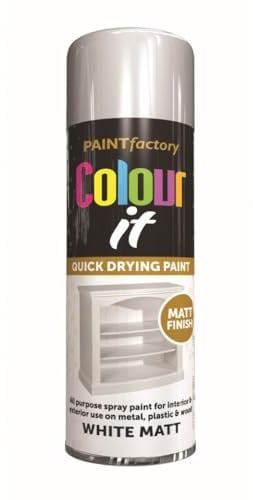 Inspired Essentials - All Purpose Aerosol Spray Paint 250ml Quick Drying Spray, Fast Dry and Excellent Coverage for Metal, Wood, Plastic and More (1, White Matt)