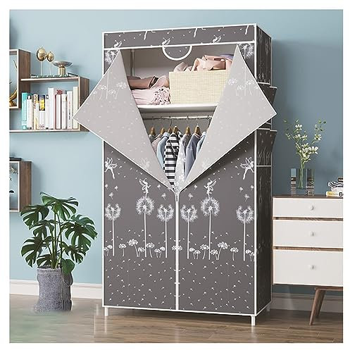 Kleiner Kleiderschrank aus Vliesstoff, tragbarer Kleiderschrank mit Hängestange, freistehender Schrank-Organizer für Schlafzimmer (Farbe: Grau A, Größe: 70 x 45 x 160 cm)