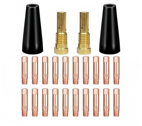 Set di 24 pezzi di accessori per saldatura senza gas, accessori per saldatura MIG, punta di saldatura 0,8 mm M6, compatibili con torcia di saldatura MIG MAG AK14 MB14 (0,8 mm)