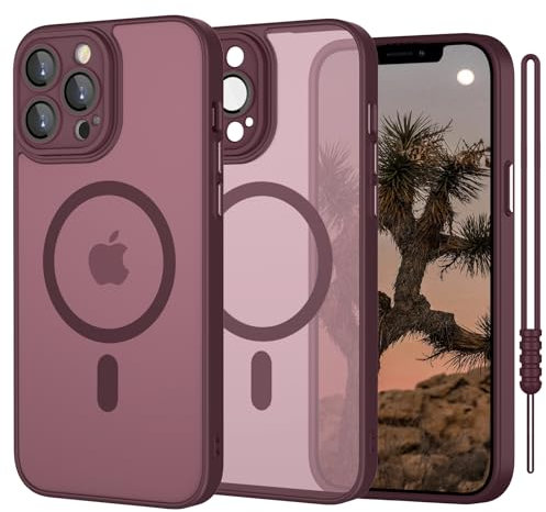 ElestBela für iPhone 12 Pro Max Hülle kompatibel mit MagSafe, Handyhülle für iPhone 12 Pro Max Silikon Case Ultra Dünn Translucent Matt, Kratzfeste Schuzhülle Magnetisch Hülle Rot