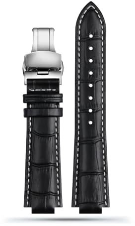 DKWOIS Uhrenarmband aus echtem Leder, kompatibel mit L-ouis Vuitton LV Tambour Q1121 Q114k, konvexes Uhrenarmband, männlich, 12 mm, 10 mm, Armband for Männer und Frauen(A-black a-silver,18.10mm)