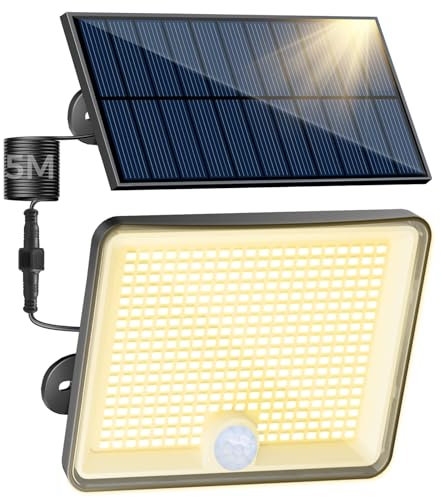Peasur Lampes solaires d'extérieur avec détecteur de mouvement 348 LED blanc chaud