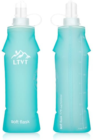 Meng Jiaran 2 Pack Soft Flask 500ml Running Water Bottle Collapsible Water Bottles Reusable Handheld Water Bottle Running Lightweight Running Water Pouch for Hiking Cycling Climbing Marathon