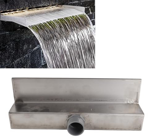 Sortie de Cascade, déversoir de Fontaine de Cascade décorative en Acier Inoxydable 304, déversoir de Cascade rectangulaire pour Cour, Jardin, Villa, Piscine (400MM)