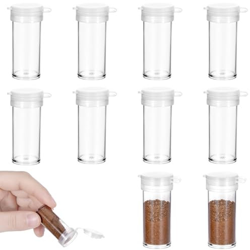 JJUNW Lot de 10 mini salières, 6 g, salière et poivrière en plastique transparent avec couvercle, pour voyage, camping, épices
