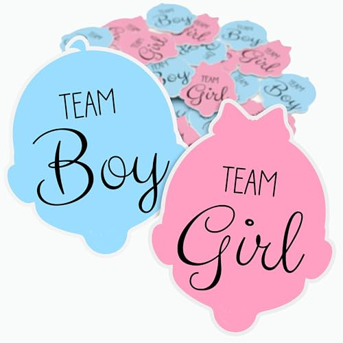 96 Gender Reveal Party Deko Aufkleber – Team Boy & Girl Sticker Set für Babyshowerparty Spiele und Deko, Baby Shower und Babyparty Ideen, Junge oder Mädchen Geschlecht Verkünden