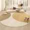 ARUGYTEI Teppich Rund, ø 100 cm, Kurzflor Teppiche Küchenteppich Läufer Wohnzimmer Badezimmer Zimmer Flur, Orange Senfgelb Creme Kreis Geometrische Dekoration Modern,Gelb,