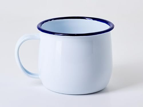 Ardosia Lot de 6 Tasses Mugs en Acier Émaillé avec Design Incurvé Style Café Rétro Exclusif 370ml