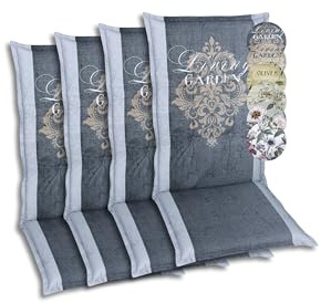 GO-DE Textil Bequeme und attraktive Polsterauflagen für Mittellehner-Gartenstühle (6er-Set, Wappen Living Garden anthrazit, Mittellehner)