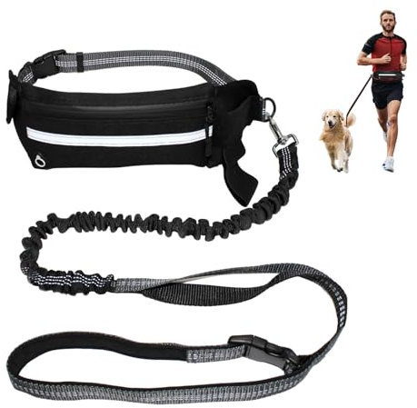 Joggingleine Hunde mit Bauchgurt, Sicherheitsleine Hund, Trainingsleine für Hunde mit Laufleine, Stoßdämpfung, Reflektierend, Freihändige Hundeleine für Große Mittelgroße Kleine
