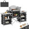WOLTU Mesa de Cocina Camping, Mesa Plegable para Picnic, con Estantes de Almacenaje, Gabinete Camping Portatil, Aluminio y MDF, Gris Oscuro