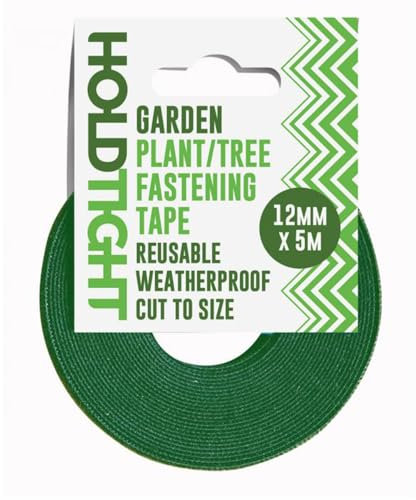 ZINNIAUK 1 Pack Hold Tight One Wrap Plant Ties Tape - Green 12mm x 5m Resuable and Plant Friendly Tie for Trees Shrubs Secure Hook Loop Support Soft Adjustable Tape for Indoor Outdoor Gardening
