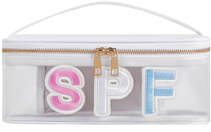 RSRSLEII Make-up-Tasche für den Sommer, wasserdicht, transparent, LSF, Schwimmen, mit Metallreißverschluss, Aufbewahrungs-Organizer, 06 LSF, Weiß, 10.2 L x 4.9 W x3.9 H