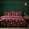 Catherine Lansfield Christmas Nutcracker Stripe Reversible Super King Duvet Cover Set with Pillowcases Plum