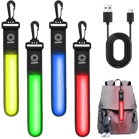 Vaileal LED Blinklicht Schulranzen, 3 Modi USB Aufladbar Reflektierende Anhänger, Kinder Sicherheitslicht Reflektoren Schulranzen