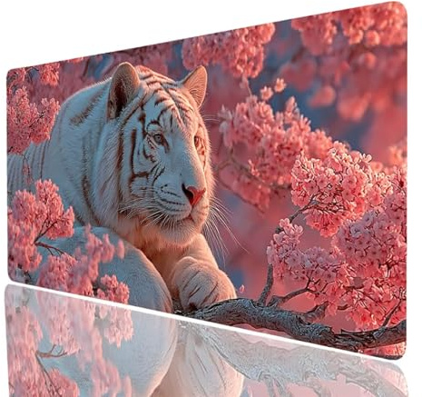 Tapis de Souris Tigre Imperméable Tapis Souris XXL 1000x500x3mm, Gaming Mouse Pad Fleur Cousez Les Bords Base en Caoutchouc Antidérapante, Mouse Pad pour Ordinateur Portable Clavier Gamer Model-7814