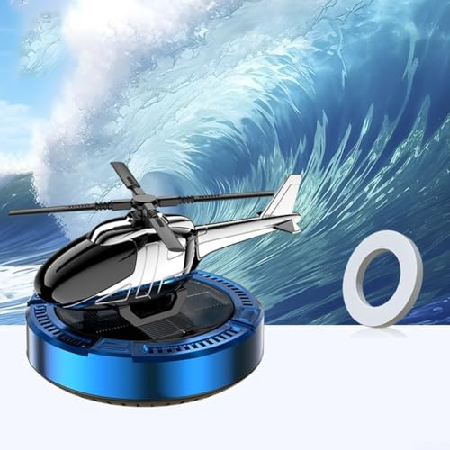 Car Air Purifier Diffuser with Rotating Helicopter Design Solar Powered Freshener for Vehicles and Office Use Featuring Plant Based Scented Tablet Technology (Blue - Profound)