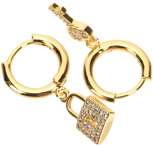ibasenice Pendientes Diseño Único y Moderno en Cobre Dorado para Mujer de Candado y Llave Cómodos y Llamativos Ideales para Uso Diario y Banquetes