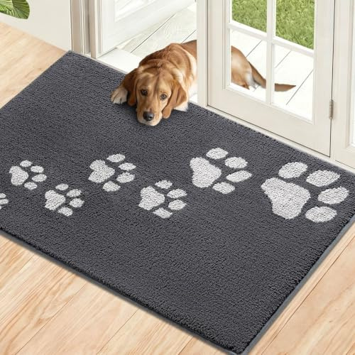 Timogift Schmutzfangmatte Innen 80 x 120 cm, rutschfeste Maschinenwaschbare Dunkelgrau Fußmatte, Eingangstürmatte mit Wasserabsorbierenden, Fussmatte für Hund, Eingang, Haustür