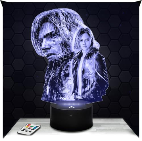 Lampephoto.fr - Lampe Resident E. Veilleuse Tactile 3D Jeux Vidéo | Fait en France, Socle au Choix, Luminosité Ajustable, Piles ou USB, Gravure HD au Laser, Idée cadeau Geek Homme, Gamer