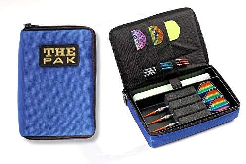 Darttasche The PAK, Farbe blau strapazierfähige Nylon-Tasche für 1-2 Sets montierter Darts und zusätzlichen Fächern für Flys und Ersatzschäfte. (ohne Inhalt)