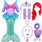 Spooktacular Creations Meerjungfrau Kostüm Mädchen Prinzessin Meerjungfrau Kleid mit roter Perücke und Stirnband für Karneval Party Halloween Weihnachten Cosplay