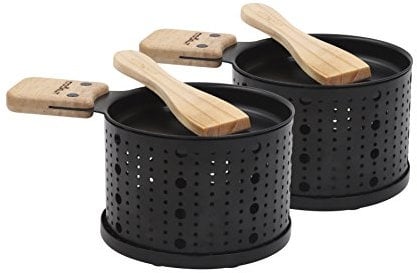 COOKUT - Lumi - Une raclette à la Bougie - Faites Fondre Votre Fromage en 3 Minutes - A Table, Devant la télé ou même en Pique Nique - Spatule Bois inclues - sans électricité - Pack de 2 appareils
