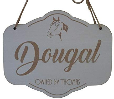 Placa de madera personalizada con nombre de caballo para puerta de establo, placa de madera