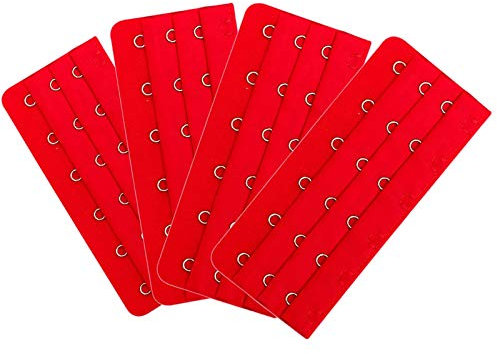 Estensore per reggiseno a 3 file di 6 ganci, 18 ganci in totale, confezione da 4 Red