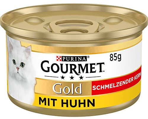 PURINA GOURMET Gold Schmelzender Kern Katzenfutter nass, mit Huhn, 12er Pack (12 x 85g)
