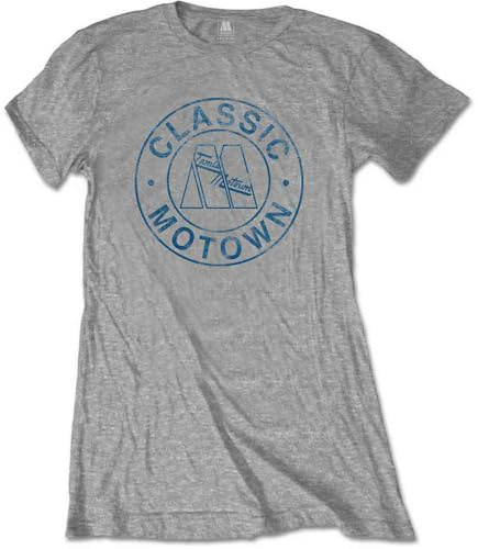 Rockoff Trade Women's Motown Classic Circle Logo T - Shirt, Grey (Grey Grey), 16