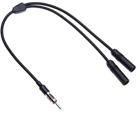 Universal Dual DIN Kabel Splitter Kabel von Keple | Vehicle Aerial Double Buchse auf Stecker DIN Stecker (Motorola Connector) Autoradio Y Shaped Adapter Blei | FM AM Auto-Stereo-Diversity-Wandler