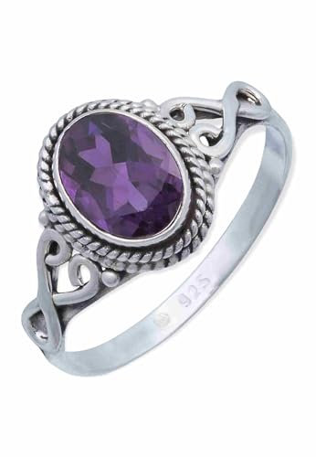 mantraroma Bague argent femme améthyste facettée pierre précieuse violette insolite ludique