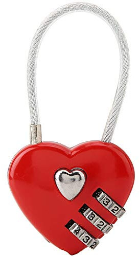 Couple de cadenas, en forme de coeur à 3 chiffres Combinaison de code Bagage Verrouiller le mot de passe Sécurité Couple de cadenas pour valise, sac à dos, boîte à bijoux, vestiaire, vestiaire(rouge)