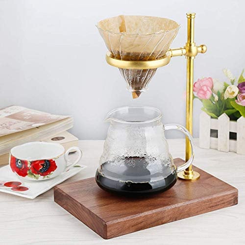 Kaffeefilterhalter, Holz Messing Kaffeefilterhalter Weit verbreitet Tropf Filter Cup Rack Ständer Zubehör für die Hand Kaffeezubereitung