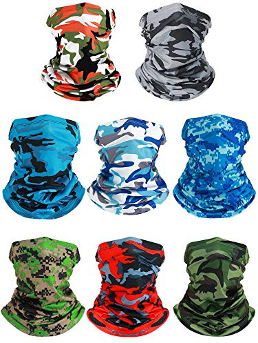 SATINIOR Summer Camo Neck Gaiter UV Protection Cooling Face Mask Sun Hood Bandanas for Men Women Sunscreen Breathable Bandana