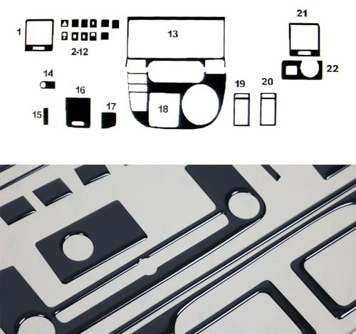 OMAC Innenraum Dekor Cockpit kompatibel mit VW T5 Multivan 2003-2009 Piano Schwarz Optik 22 TLG