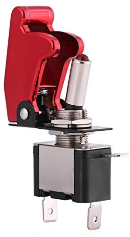 Yctze 12V 20A Rennwagen Rote Abdeckung LED-Licht SPST Kipphebel Zündschalter Steuerung Ein/Aus Kfz-Kippschalter