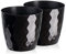 Lot de 2 pots à fleurs/plantes, légers, brillants et décoratifs, en plastique, forme ronde moderne, pour l’intérieur (20 cm, noir)