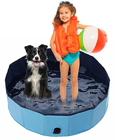 Jsdoin - Piscina pieghevole per cani, portatile, per bambini, piscina per bambini, piscina antiscivolo in PVC per bambini, vasca da bagno per giardino, patio, bagno (80 x 20 cm)