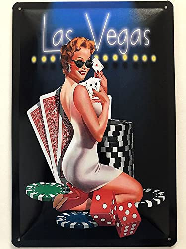 Metall Schild 20x30cm Las Vegas Poker Sexy pin up Bar Blechschild