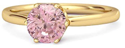 Multi Choisissez votre Pierre gemme solide en argent sterling 925 0.25 ct Bague solitaire 6 griffes plaquée or jaune (55, topaze rose)