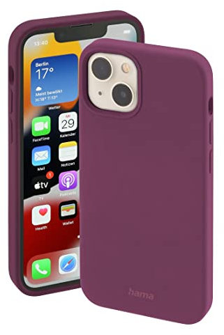 Hama Hülle für Apple iPhone 13 kompatibel mit MagSafe (Magnetische Hülle für induktives Laden, Handyhülle schützt vor Stößen, Kratzern und Schmutz, seidig Mattes Case aus TPU) Bordeaux