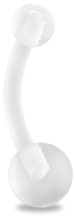Treuheld® Bauchnabelpiercing aus Kunststoff | Farbe: Klar/Durchsichtig | Größe: 1,6 x 10 mm (Kugeln: 5 + 8 mm)