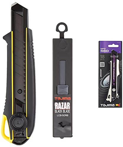 Tajima Cutter dc561yb avec 13 lames RAZAR Black lcb50rbc, 1 pièce, Taj de 10114 & DFC560W Razar Black Cutter avec blocage bouton-poussoir/aileron, Noir/Violet